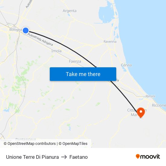 Unione Terre Di Pianura to Faetano map