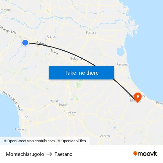 Montechiarugolo to Faetano map