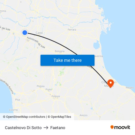 Castelnovo Di Sotto to Faetano map