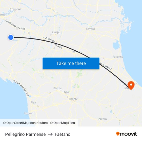 Pellegrino Parmense to Faetano map