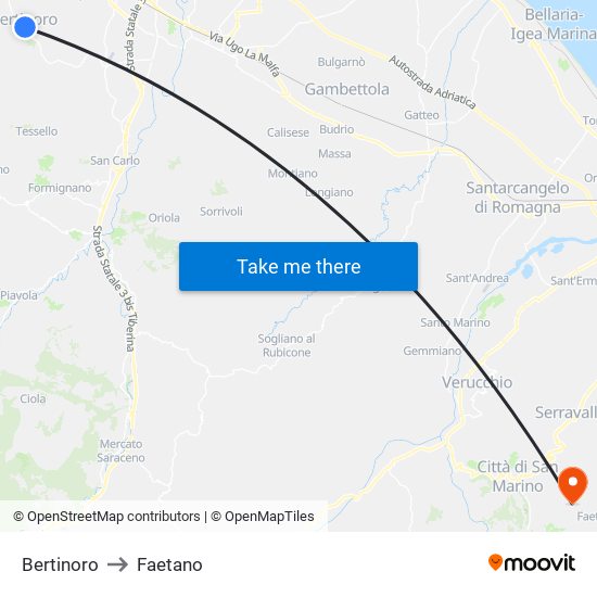 Bertinoro to Faetano map