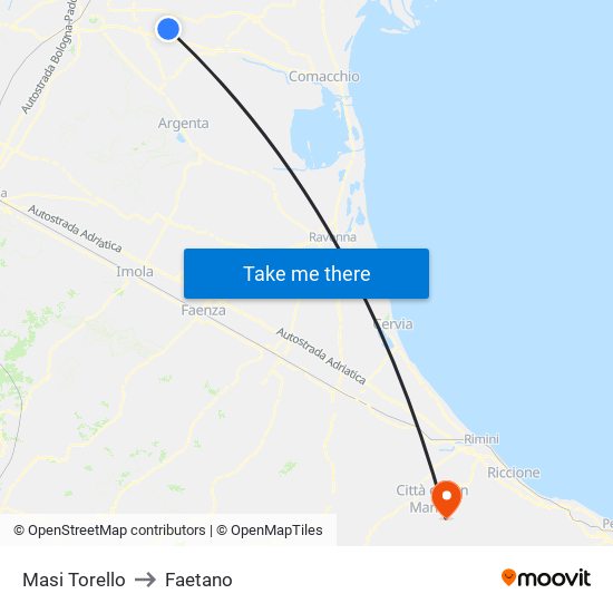 Masi Torello to Faetano map