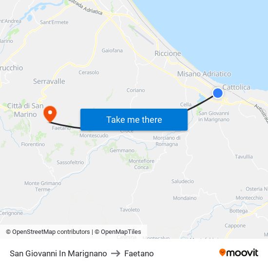 San Giovanni In Marignano to Faetano map