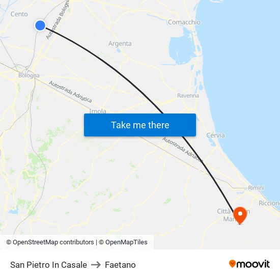 San Pietro In Casale to Faetano map
