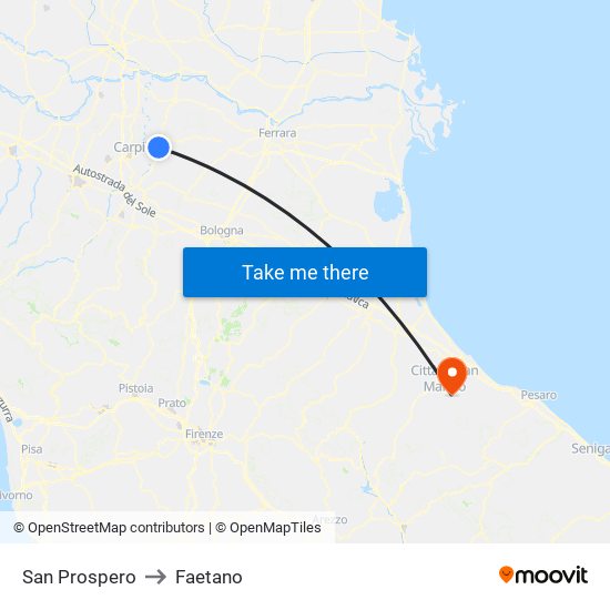 San Prospero to Faetano map