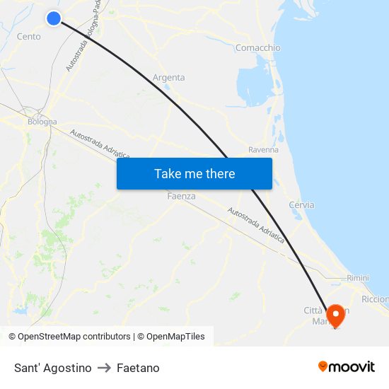Sant' Agostino to Faetano map
