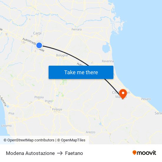 Modena  Autostazione to Faetano map