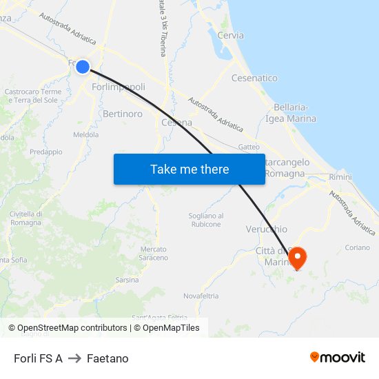Forli FS A to Faetano map