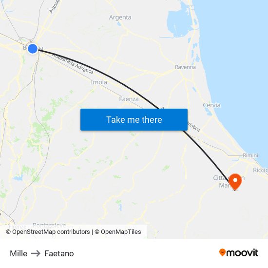 Mille to Faetano map