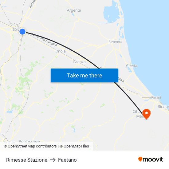 Rimesse Stazione to Faetano map