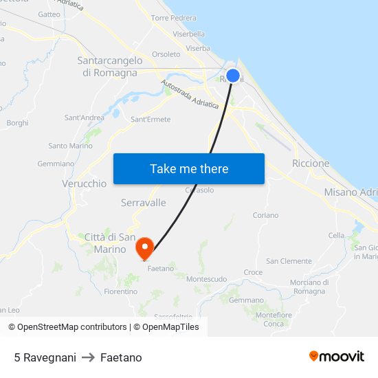 5 Ravegnani to Faetano map