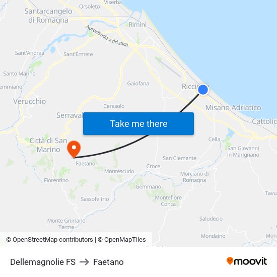 Dellemagnolie FS to Faetano map