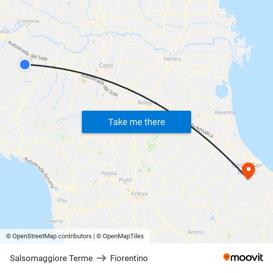 Salsomaggiore Terme to Fiorentino map