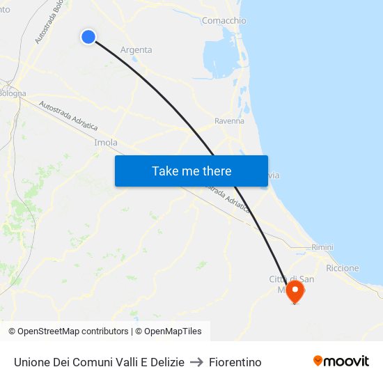 Unione Dei Comuni Valli E Delizie to Fiorentino map
