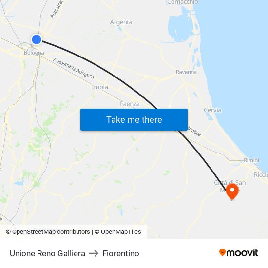 Unione Reno Galliera to Fiorentino map