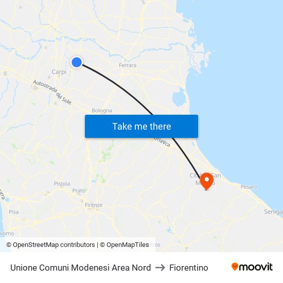 Unione Comuni Modenesi Area Nord to Fiorentino map