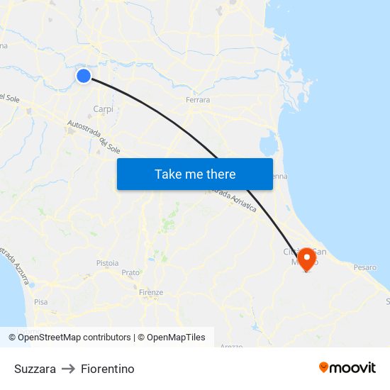 Suzzara to Fiorentino map