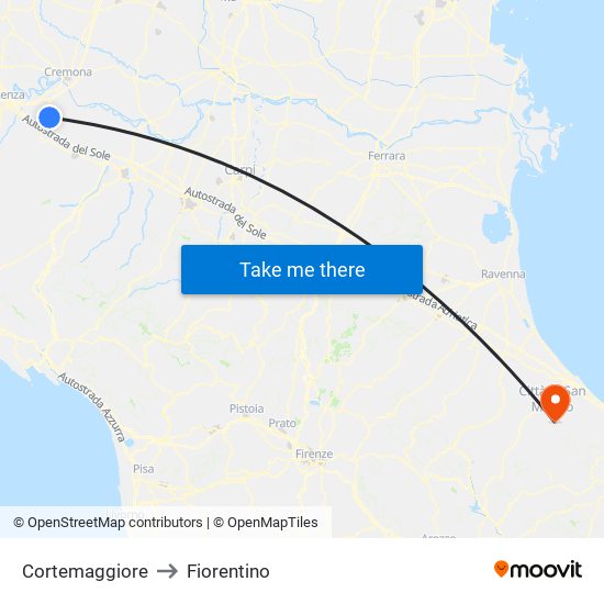 Cortemaggiore to Fiorentino map