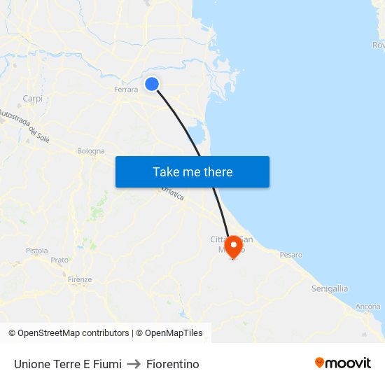 Unione Terre E Fiumi to Fiorentino map