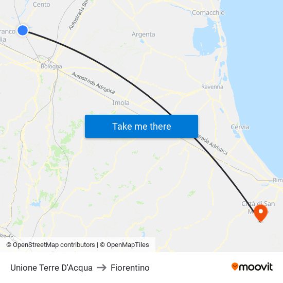 Unione Terre D'Acqua to Fiorentino map