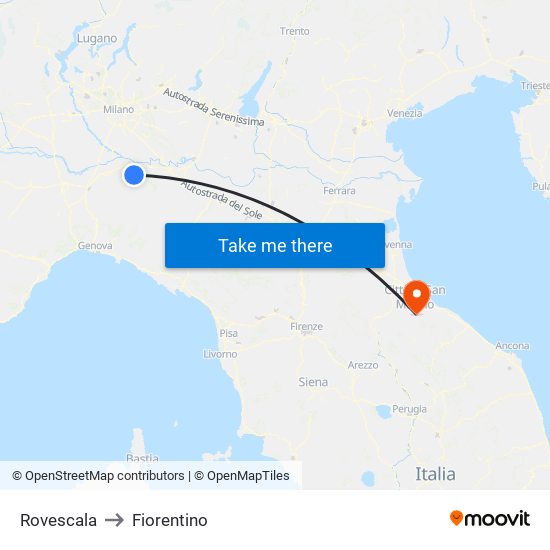 Rovescala to Fiorentino map