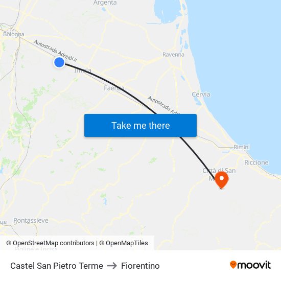 Castel San Pietro Terme to Fiorentino map
