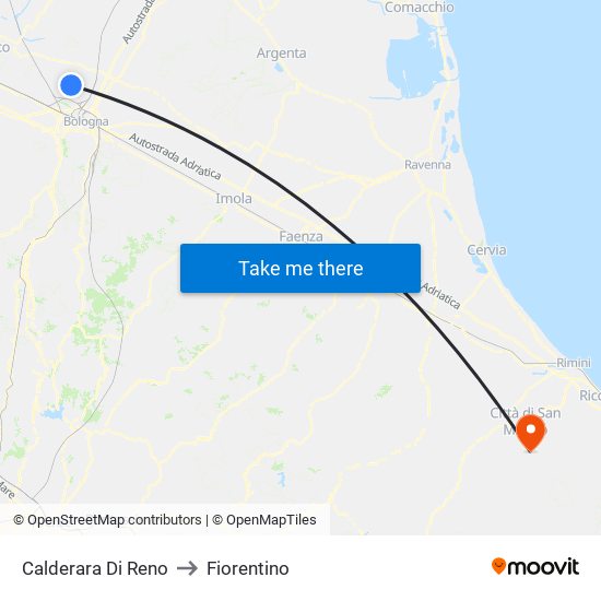 Calderara Di Reno to Fiorentino map