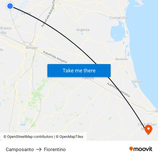 Camposanto to Fiorentino map