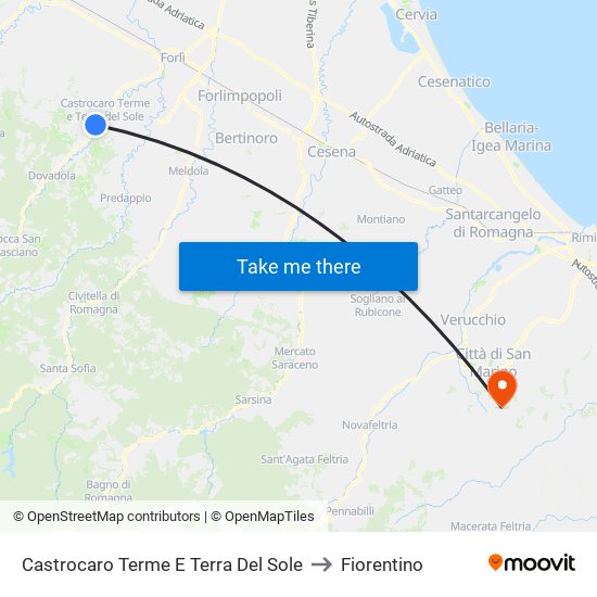 Castrocaro Terme E Terra Del Sole to Fiorentino map