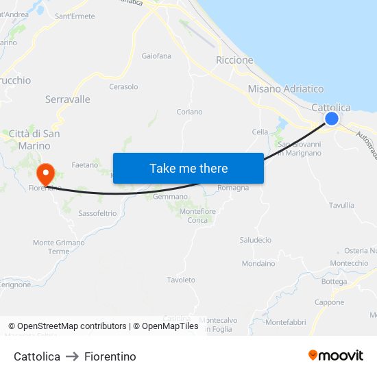 Cattolica to Fiorentino map