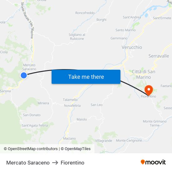 Mercato Saraceno to Fiorentino map