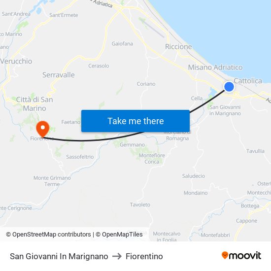 San Giovanni In Marignano to Fiorentino map