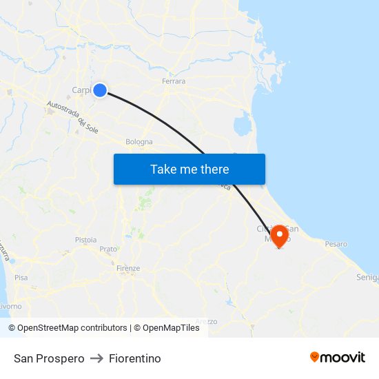 San Prospero to Fiorentino map