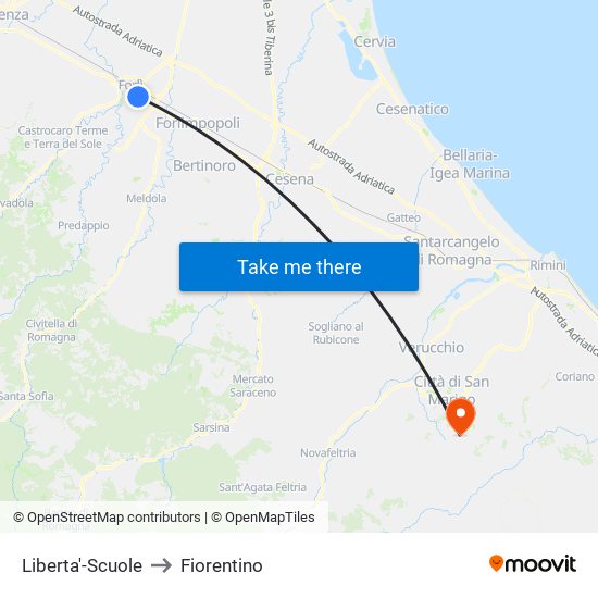 Liberta'-Scuole to Fiorentino map
