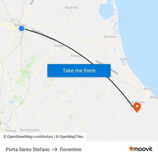 Porta Santo Stefano to Fiorentino map