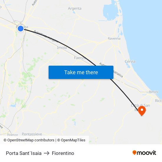 Porta Sant`Isaia to Fiorentino map