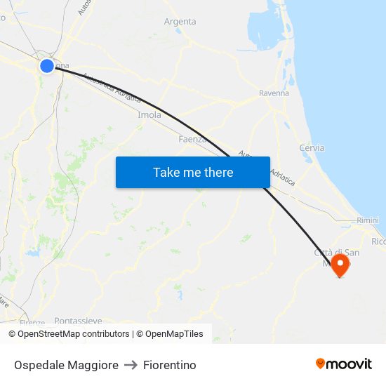 Ospedale Maggiore to Fiorentino map