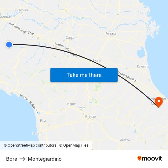 Bore to Montegiardino map