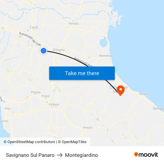 Savignano Sul Panaro to Montegiardino map