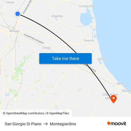 San Giorgio Di Piano to Montegiardino map