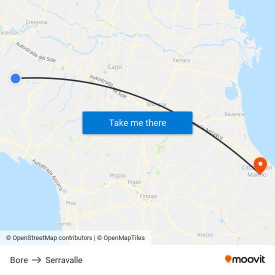 Bore to Serravalle map