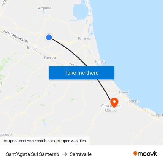 Sant'Agata Sul Santerno to Serravalle map