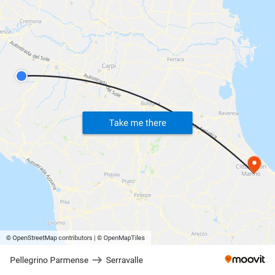 Pellegrino Parmense to Serravalle map