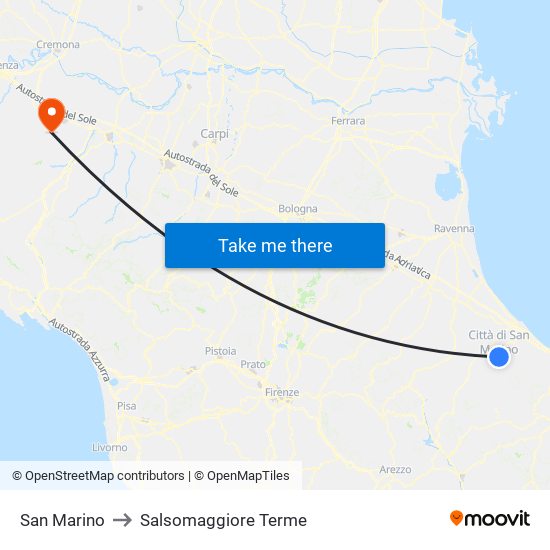 San Marino to Salsomaggiore Terme map