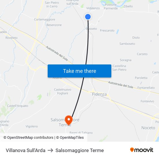 Villanova Sull'Arda to Salsomaggiore Terme map