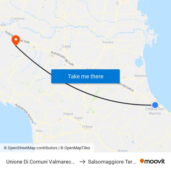 Unione Di Comuni Valmarecchia to Salsomaggiore Terme map