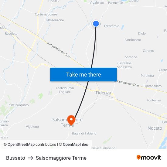 Busseto to Salsomaggiore Terme map