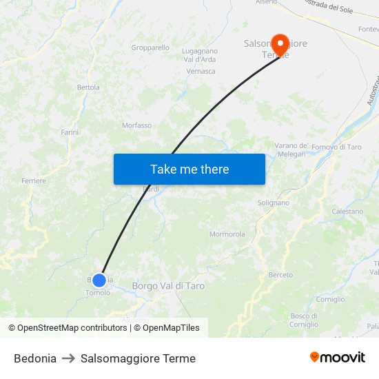 Bedonia to Salsomaggiore Terme map