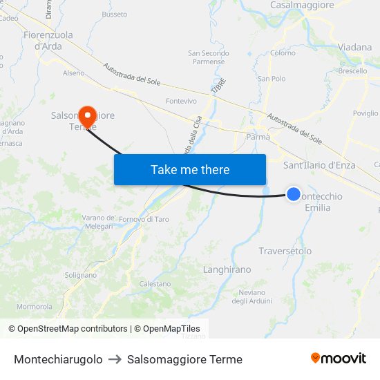 Montechiarugolo to Salsomaggiore Terme map