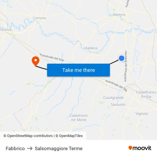 Fabbrico to Salsomaggiore Terme map